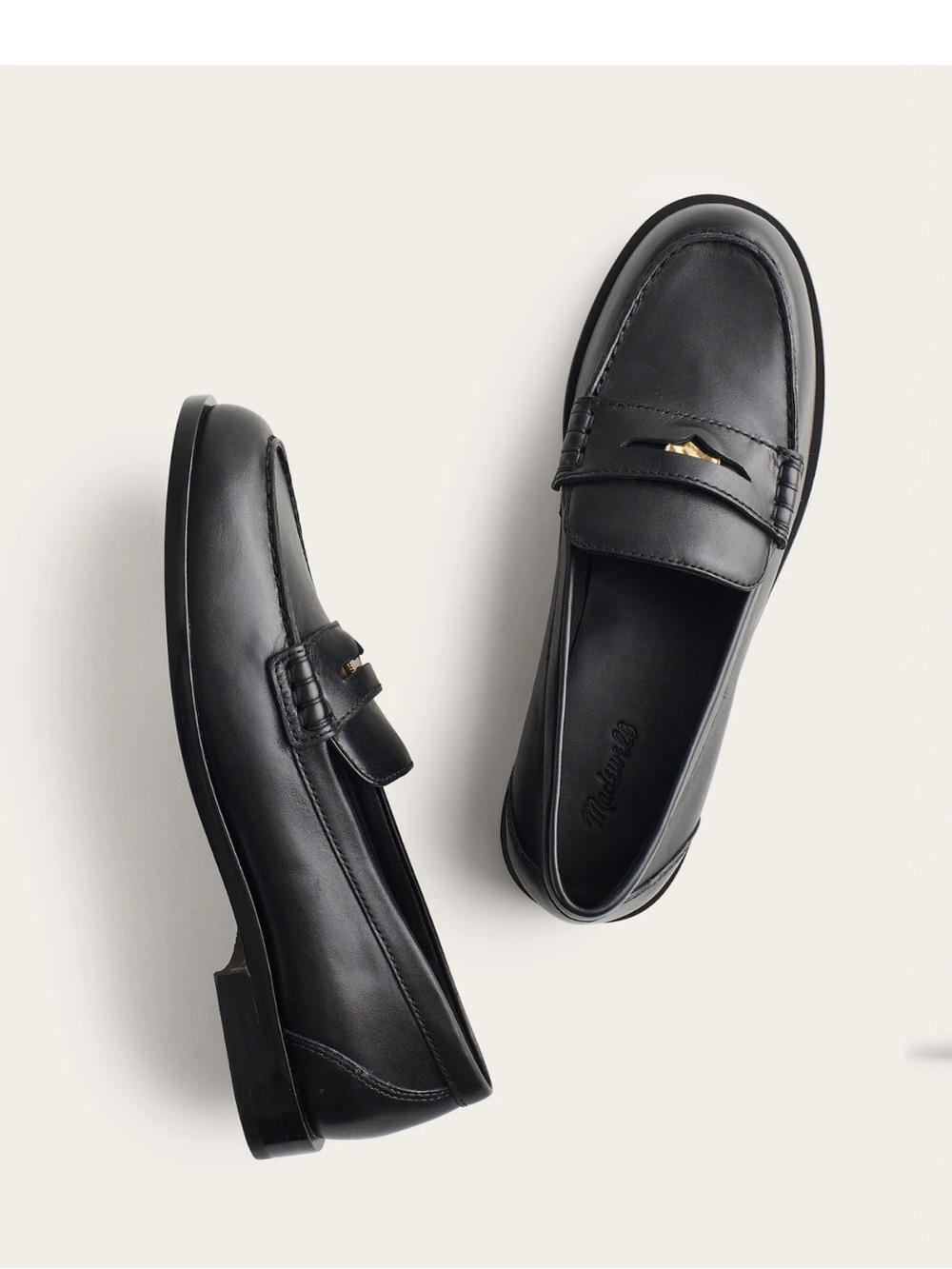 New Madewell Grayson Penny Loafer Sz 7 Black Leather Preppy Classic